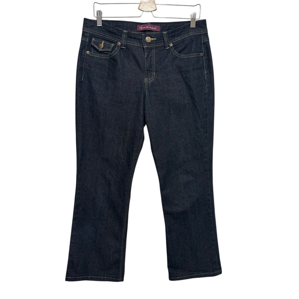 Gloria Vanderbilt Average Stretch Jeans Sz 8 Dark Wash Blue Rear Flap Pockets